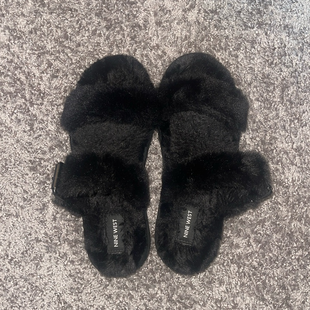 Nine West Black Slide on Slippers